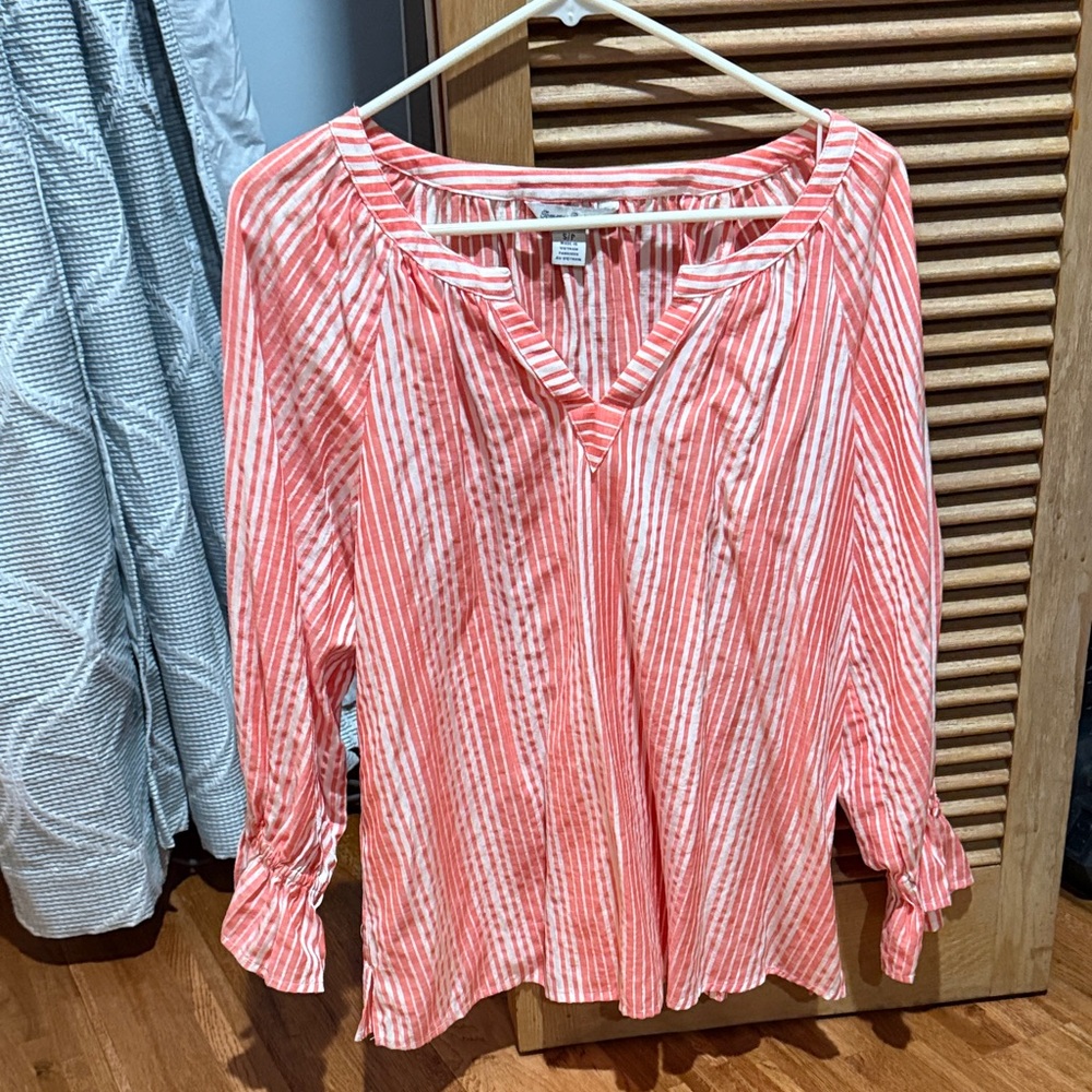 Tommy Bahama Coral Striped Blouse